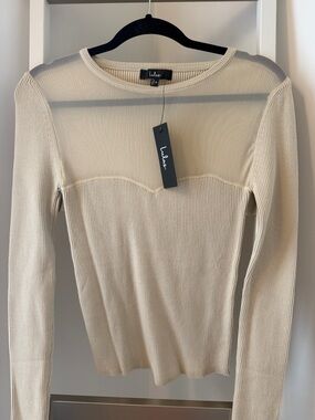 NWT Lulus Sheer Sweetheart Ribbed Sweater